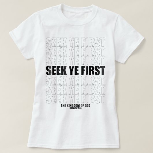 Christelijk zoek eerst jé het koninkrijk Jesus Fir T-shirt (Design voorkant)