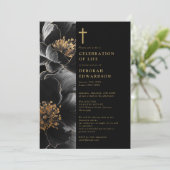 Christelijk zwart en goud viering van het leven Fo Kaart (Staand voorkant)