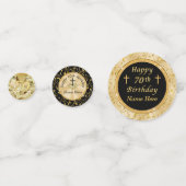 Christelijk Zwart Goud Custom 70th Birthday Confet Confetti (Voorkanten)