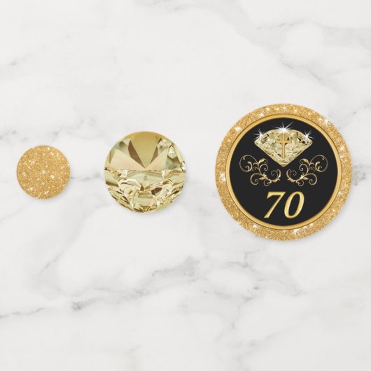 Christelijk Zwart Goud Custom 70th Birthday Confet Confetti (Achterkanten)