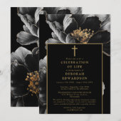 Christelijk zwart gouden bloemenviering van het le kaart (Voorkant / Achterkant)