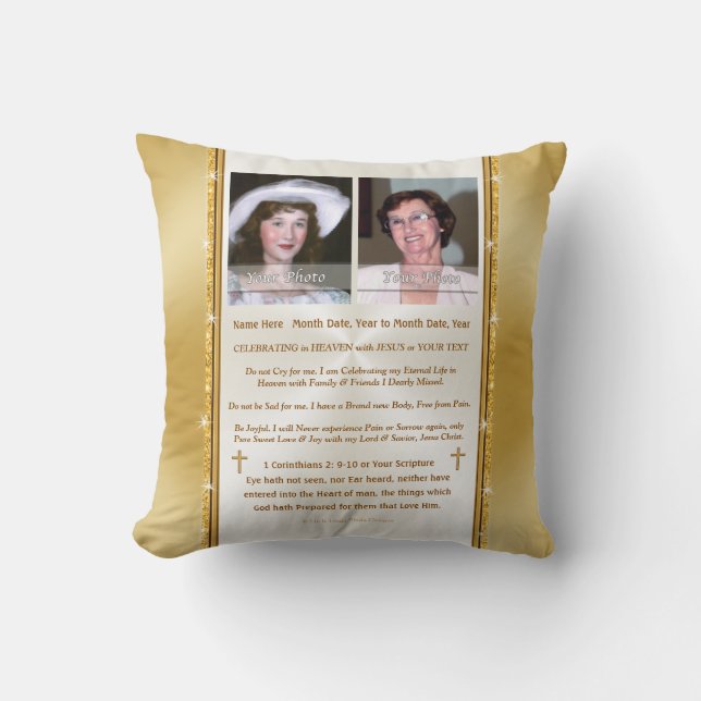 Christelijke 1 of 2 Foto Memorial Pillow, Scriptin Kussen (Voorkant)