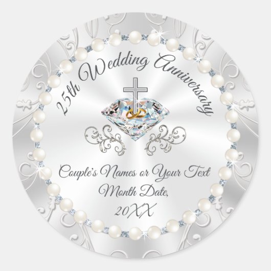 Christelijke 25e Jubileum Stickers voor Envelopes (Voorkant)