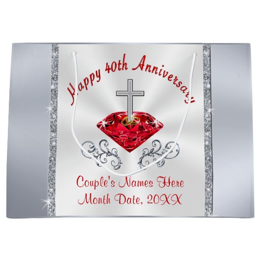 Christelijke 40e Jubileum-cadeautassen voor bruilo Groot Cadeauzakje (Voorkant)