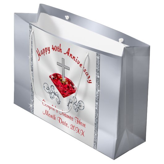 Christelijke 40e Jubileum-cadeautassen voor bruilo Groot Cadeauzakje (Voorkant Gekanteld)