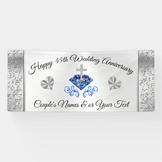 Christelijke 45e bruiloft Jubileum Decoraties Spandoek (Horizontaal)