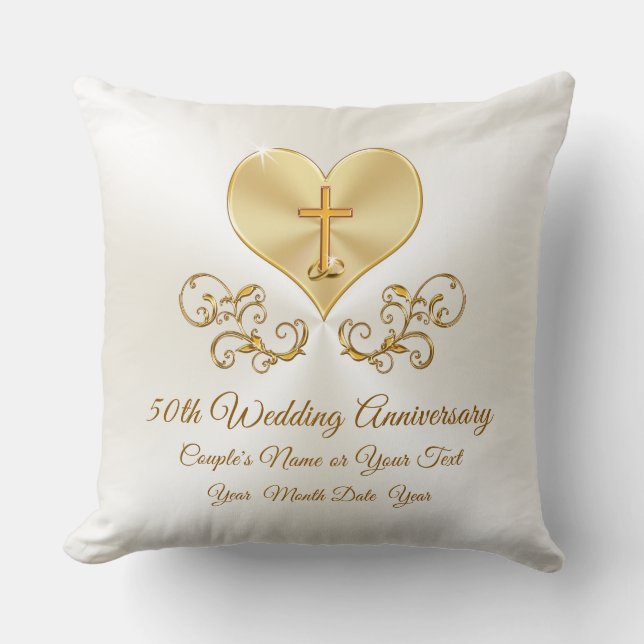 Christelijke 50e Jubileum Pillow, op maat Kussen (Voorkant)