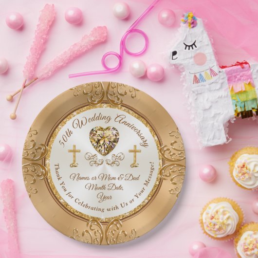 Christelijke, 50ste bruiloft Jubileum Papieren Bor Papieren Bordje (Feest)