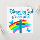 CHRISTELIJKE 55E VERJAARDAG KAART (Voorkant / Achterkant in situ)