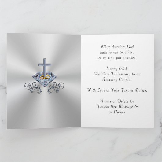 Christelijke 60e bruiloft Jubileum Kaarten (Binnen)