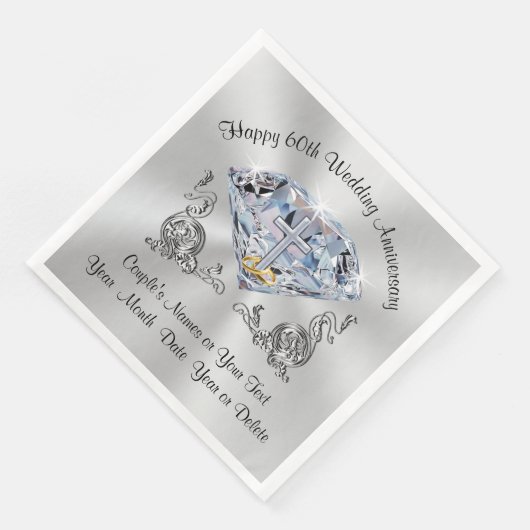 Christelijke 60e bruiloft Jubileum servetten (Hoek)