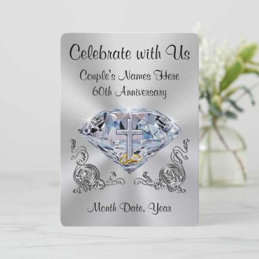 Christelijke 60e Jubileum Uitnodigingen Personalis (Staand voorkant)