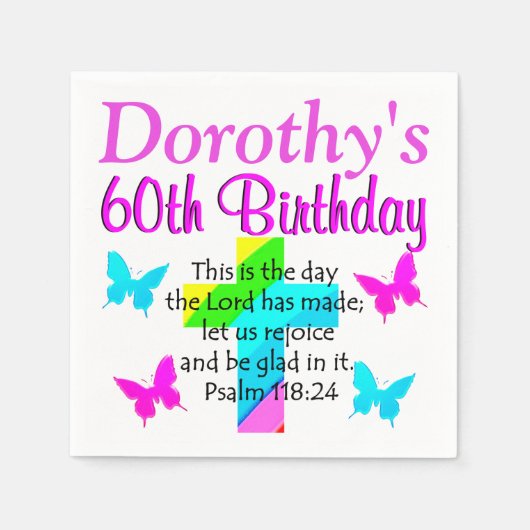 CHRISTELIJKE 60E VERJAARDAG GEPERSONALISEERDE SERV SERVETTEN (Voorkant)