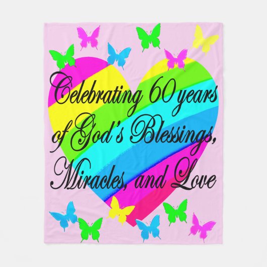 CHRISTELIJKE 60E VERJAARDAG LIEFDE HART DEKEN (Voorkant)