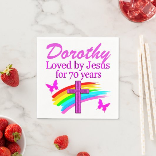 CHRISTELIJKE 70E GEPERSONALISEERDE VERJAARDAGSNAPK SERVETTEN (Insitu)