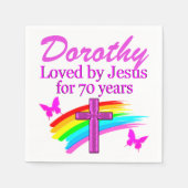 CHRISTELIJKE 70E GEPERSONALISEERDE VERJAARDAGSNAPK SERVETTEN (Voorkant)