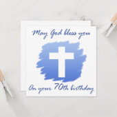 Christelijke 70e verjaardag cadeautjes kaart (Voorkant / Achterkant in situ)