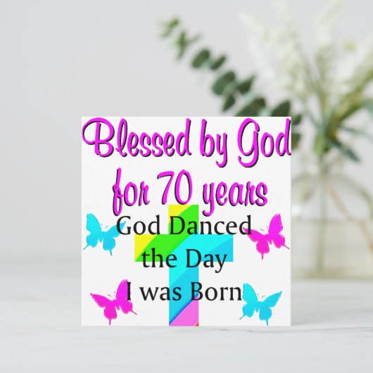 CHRISTELIJKE 70E VERJAARDAG KAART (Staand voorkant)