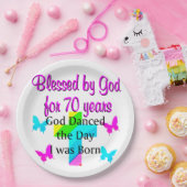 CHRISTELIJKE 70E VERJAARDAG PAPIEREN BORDJE (Feest)