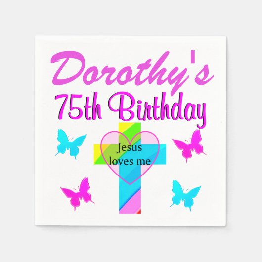 CHRISTELIJKE 75E GEPERSONALISEERD VERJAARDAG SERVE SERVET (Voorkant)