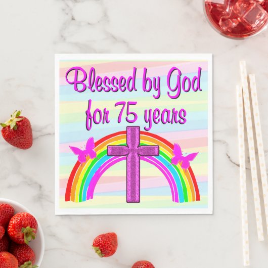 CHRISTELIJKE 75E VERJAARDAG PAPIEREN FEESTJES SERVET (Insitu)