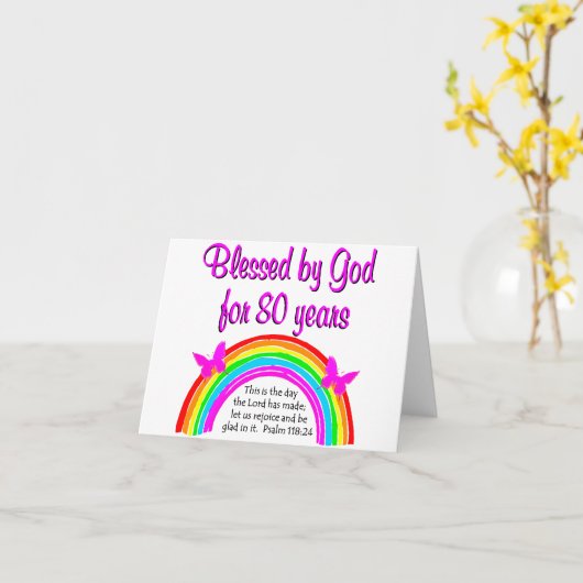 CHRISTELIJKE 80E BIRTHDAY KAART (Gele Bloem)