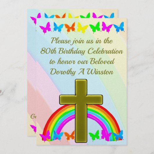 CHRISTELIJKE 80E VERJAARDAG UITNODIGING (Voorkant / Achterkant)