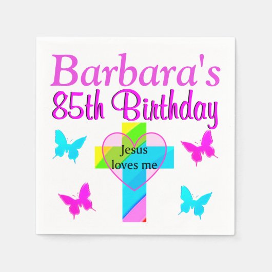 CHRISTELIJKE 85E VERJAARDAG GEPERSONALISEERDE SERV SERVETTEN (Voorkant)