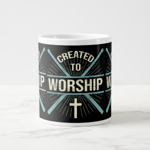 Christelijke aanbiddingsband gemaakt om drummer aa grote koffiekop