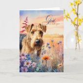Christelijke aanmoediging Airedale Terrier Dog Kaart (Gele Bloem)