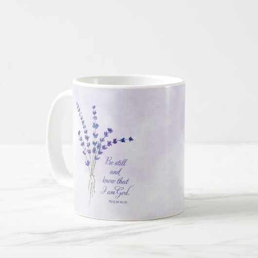 Christelijke Aanmoediging Lavendel met Schriftuur Koffiemok (Voorkant links)