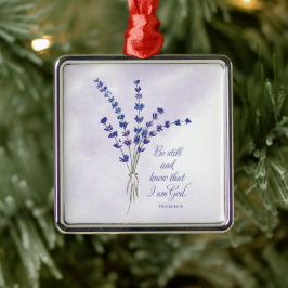 Christelijke Aanmoediging Lavendel met Schriftuur Metalen Ornament