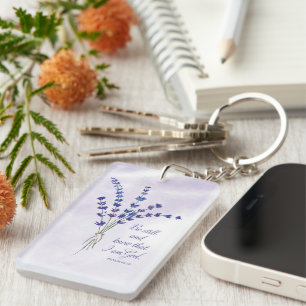 Christelijke Aanmoediging Lavendel met Schriftuur Sleutelhanger