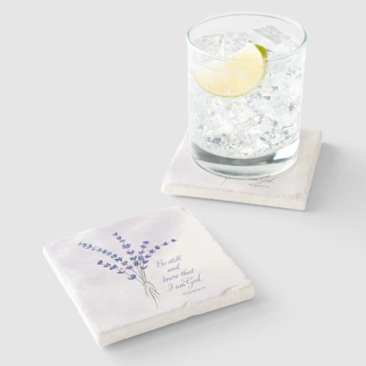 Christelijke Aanmoediging Lavendel met Schriftuur Stenen Onderzetter (Zijkant)
