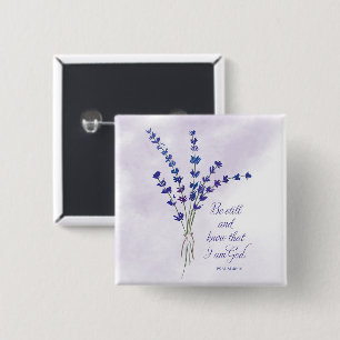 Christelijke Aanmoediging Lavendel met Schriftuur Vierkante Button 5,1 Cm