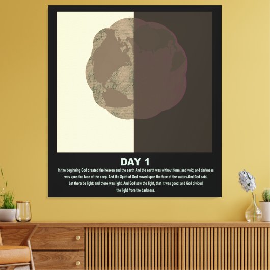 Christelijke abstracte minimale art-genesis dag1 s canvas afdruk (Insitu (Woonkamer))