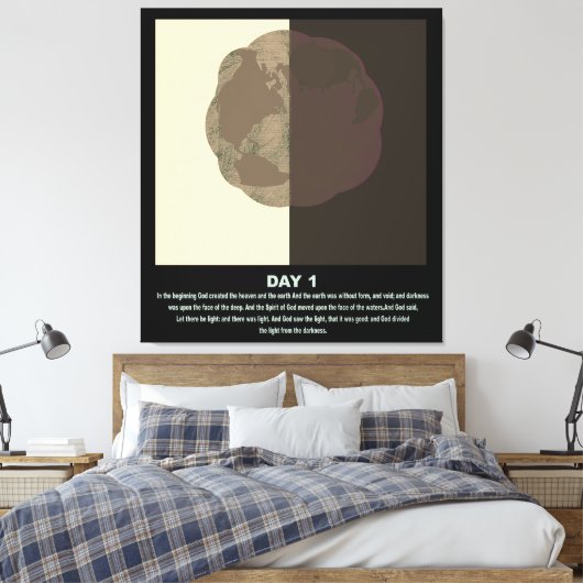 Christelijke abstracte minimale art-genesis dag1 s canvas afdruk (Insitu (Slaapkamer))