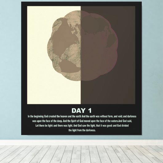 Christelijke abstracte minimale art-genesis dag1 s canvas afdruk (Insitu (Houten vloer))