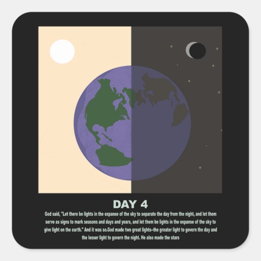 Christelijke abstracte minimale art-genesis dag4 s vierkante sticker (Voorkant)