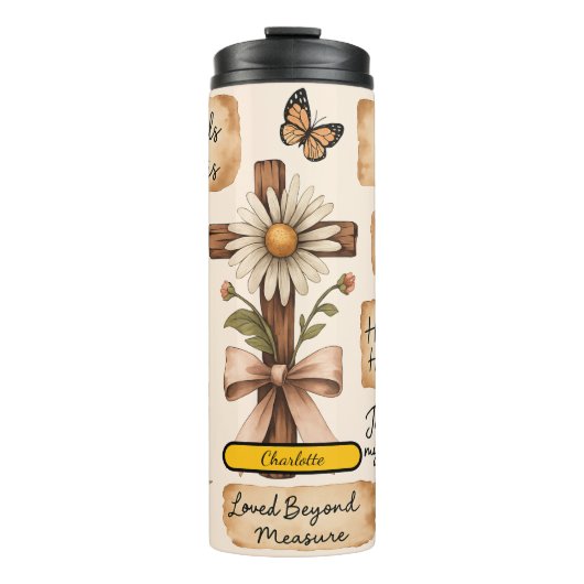 Christelijke Affirmaties Rustieke Bloemen Collage Thermosbeker