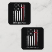 Christelijke Amerikaanse vlag Amerikaanse vlag Ame Vierkante Visitekaartje (Voorkant / Achterkant)