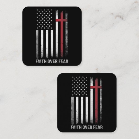 Christelijke Amerikaanse vlag Amerikaanse vlag Ame Vierkante Visitekaartje (Voorkant / Achterkant)