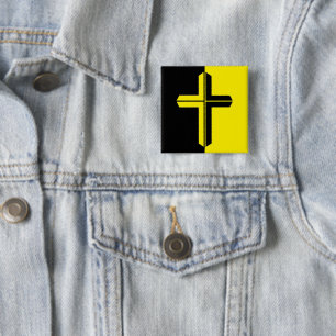 Christelijke Anarcho-hoofdbadge Vierkante Button 5,1 Cm