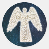 Christelijke angel betekenis kerstmis ronde sticker (Voorkant)