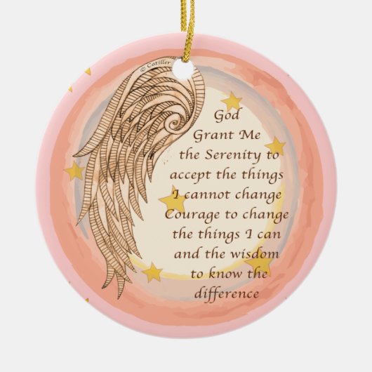 Christelijke Angel Serenity Prayer Keramisch Ornament (Voorkant)