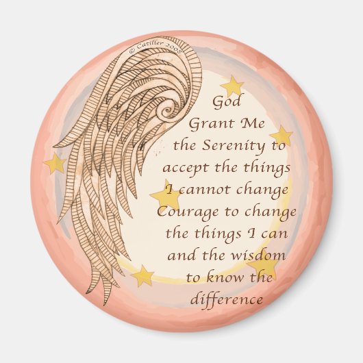 Christelijke Angel Serenity Prayer Magneet (Voorkant)