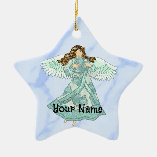 Christelijke angel voor de oceaan keramisch ornament (Voorkant)