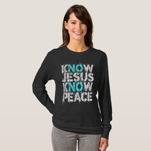 Christelijke appel - Ken Jezus weet dat Vrede Geen T-shirt (Voorkant volledig)