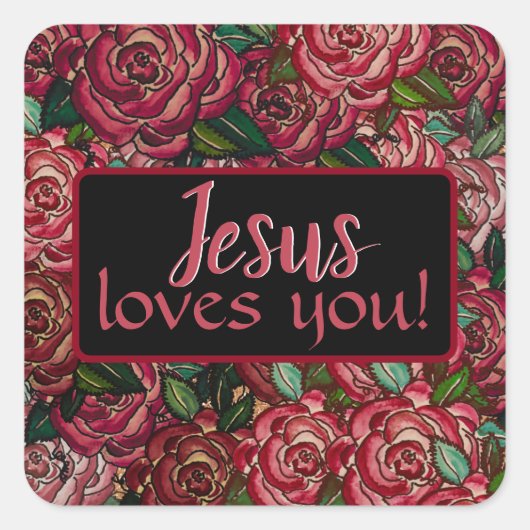 Christelijke Aquarel Rode Roos Stickers (Voorkant)
