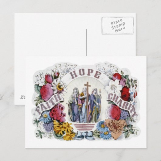  Christelijke Art Faith Hope Charity 1874 Briefkaart (Voorkant / Achterkant)